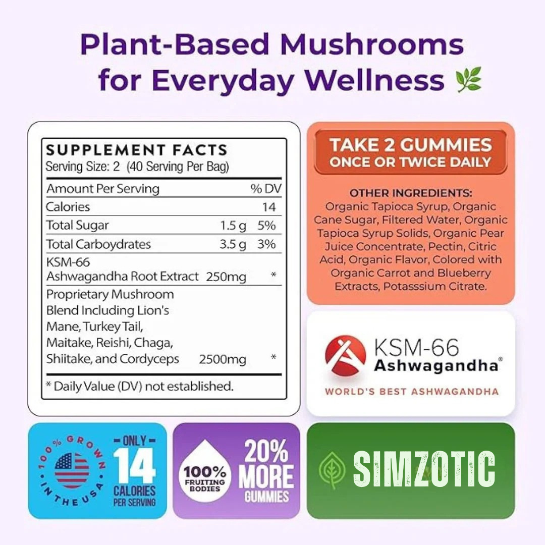 Simzotic™ Mushroom Ashwagandha Gummies (Sales End Today)