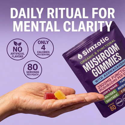 Simzotic™ Mushroom Ashwagandha Gummies (Doctor Recommended For Daily Stress & Focus Support)