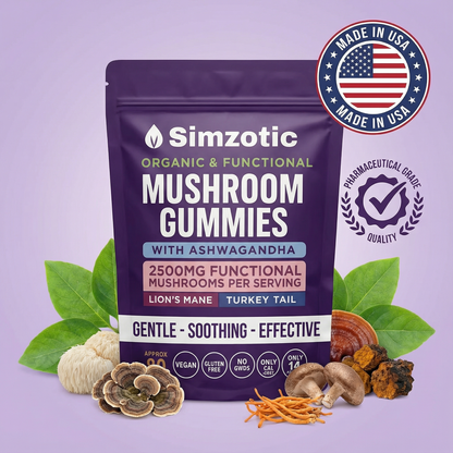 Simzotic™ Mushroom Ashwagandha Gummies (Doctor Recommended For Daily Stress & Focus Support)